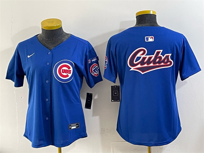 Women's Royal Chicago Cubs Team Big Logo 'Ryne Sandberg Tribute' Vapor Limited V3 Stitched Baseball Jersey(Run Small)